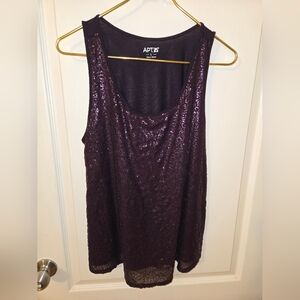 Apt. 9 Dark Purple Sequin Tank Top
